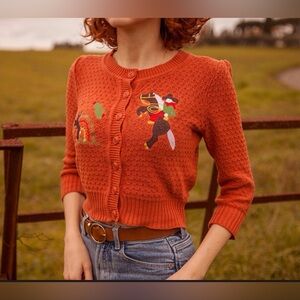 ✨ Mischief Made “Head West!” Embroidered Cropped Cardigan | M | NWOT | RARE✨